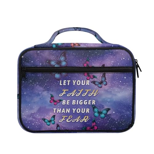 Bible Cover Church Carrying Book Case Polyester Bible Protective with Pen Slots and Zippered Pocket Customizable - color: Butterfly