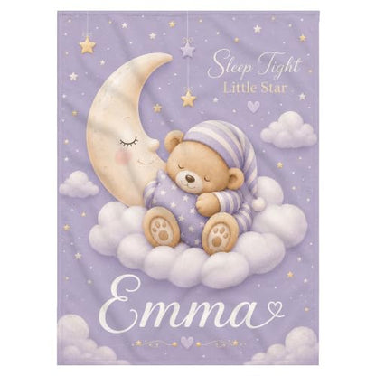 Personalized Baby Blanket With Name, Custom Baby Blankets Gift for Boy Girl - color: Misty Lavender, size: Bear