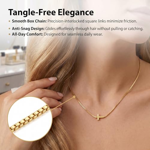 14K Gold Plated Cross Necklace for Women, Christian Jewelry - style: 3-Sideways