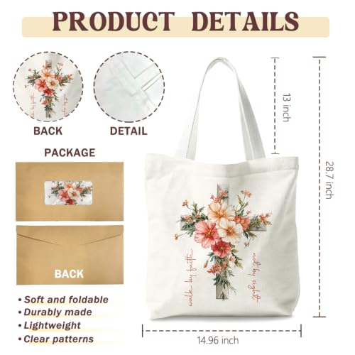 Christian Canvas Tote Bag, Bible Verse Reusable Shopping Bag - color: Christ
