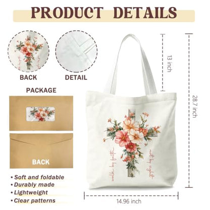 Christian Canvas Tote Bag, Bible Verse Reusable Shopping Bag - color: Christ
