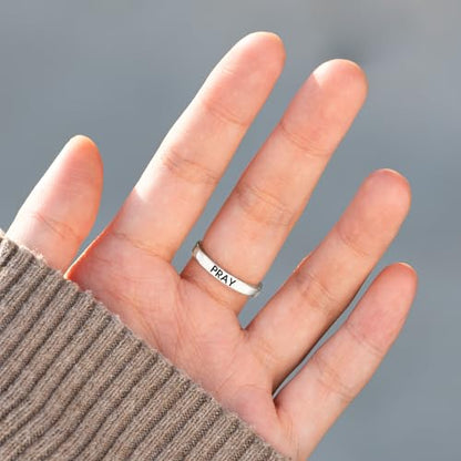 STORYJEWELLERY Cross Rings for Women, Purity Ring, Christian Ring, Christian Jewelry for Women, Confirmation Gifts, Baptism Gifts - color: Sterling Silver with White Gold Plating