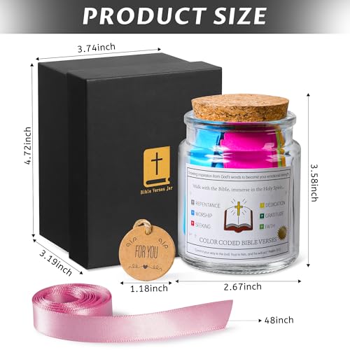 WMWXNNT Bible Verse Jar, Christian Gifts for Women, Men, Birthday & Graduation Gifts, Inspirational Gift for Mom, Teens, Friends, Prayer Jar with a 48-inch Ribbon Bow - color: Bible Jar of Prayer