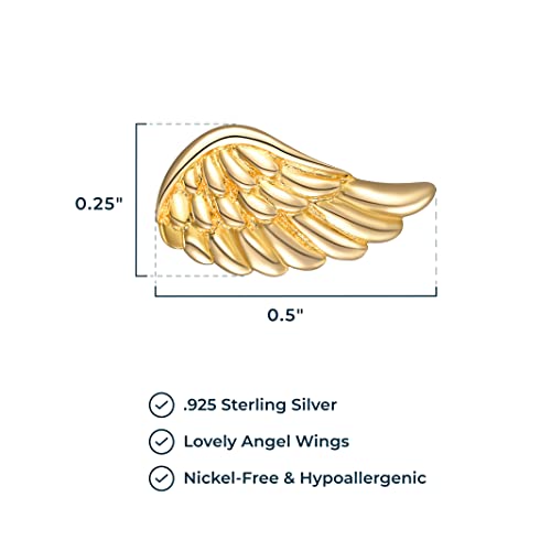 MORGAN & PAIGE Silver Rhodium 14k Rose 18k Yellow Gold Plated Angel Studs - color: Yellow Gold