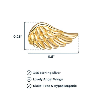MORGAN & PAIGE Silver Rhodium 14k Rose 18k Yellow Gold Plated Angel Studs - color: Yellow Gold