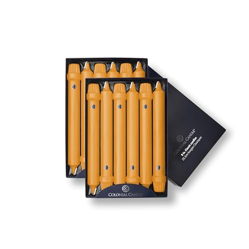 Colonial Candle Unscented Taper Candle, Classic Collection, Caramel, 8 in, Pack of 12 - Up to 6 Hours Burn - color: Caramel, size: 8 In, style: Classic