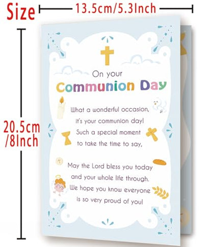 First Holy Communion Card, Religious Gift for Girls Boys - style: AM-445
