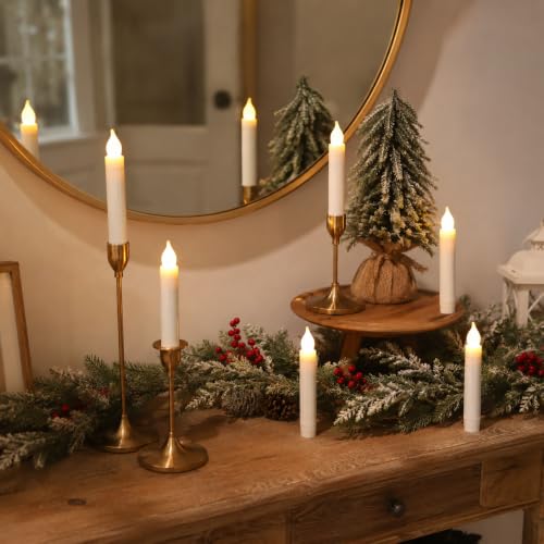 MUMCHASI 24 Packs Flameless Taper Candles Battery Operated Candlestickes Electric LED Candles Flickering Christmas Candlesticks Warm Yellow Light Party Home Decor H: 6 inches No Remote - size: 24pcs_No Remote