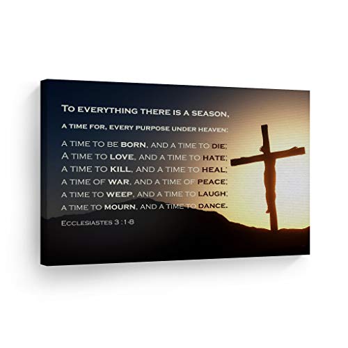 Smile Art Design Ecclesiastes 3 :1-8 Bible Verses Canvas Print Scripture Wall Decor To Everything There is a season Jesus Lord Cross Religious Living Room Bedroom Christian Gift Home Decor - 8x12 - color: Scripture Quote Wall Art H15, size: 12"L x 8"W