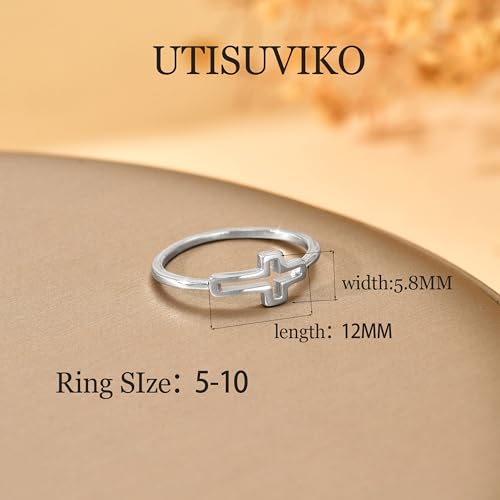 925 Sterling Silver Hollow-out Cross Purity Ring for Women - color: Silver