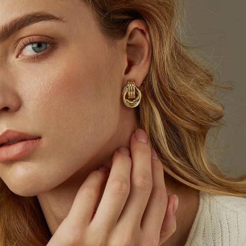 14K Gold Earring Cross Waterdrop Butterfly Heart Knot Earrings for Women Gold Silver Cross Leverback Drop Gold Silver Teardrop Hoop Dangle Earring White Gold Dangle Drop Earring - color: Gold-Statement Knot Dangle Earring