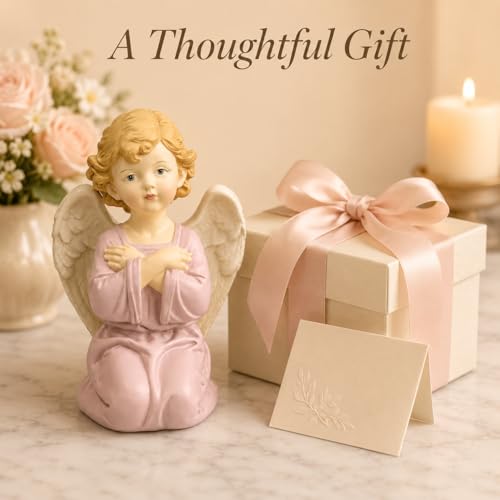 5.32 Inch Praying Angel Figurine, Resin Guardian Statue - size: 5.32"H
