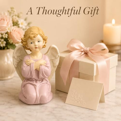5.32 Inch Praying Angel Figurine, Resin Guardian Statue - size: 5.32"H