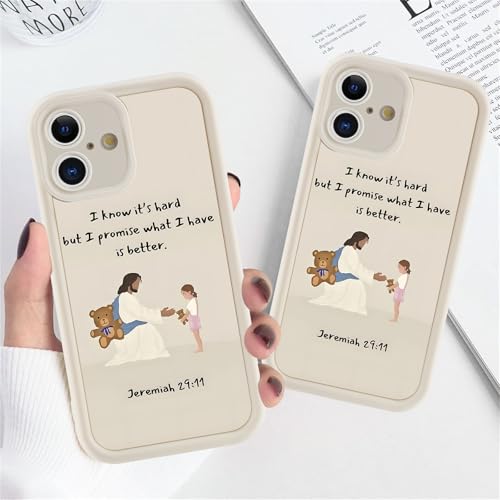 for iPhone 16 6.1'' Cute Bible Verse Bear Phone Case - color: White-Jesus Bear, size: iPhone 16