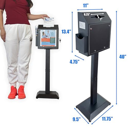Floor Standing Suggestion & Offering Box with Locking Door - color: Black