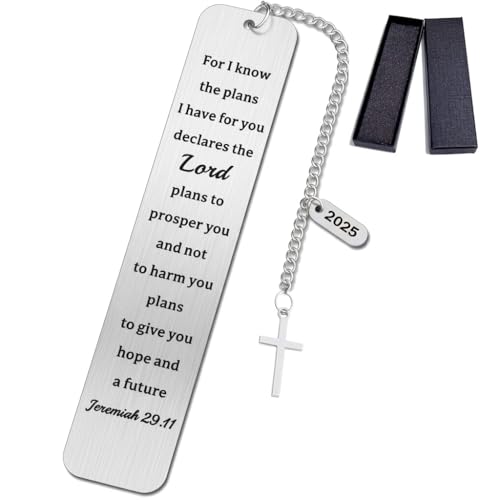 2025 Graduation Gifts for Her Him - Christian Bookmark with Jeremiah 29:11 Bible Verse, Cross & 2025 Charm | Inspirational High School College Graduation Gifts for Son Daughter - style: BM032 Jeremiah 29:11