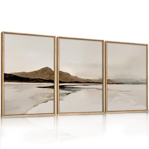 Netural Abstract Mountain Framed Canvas Wall Art Set -16"X24"X3 - color: Abstract Mountain Wall Art, size: 16"L x 24"W