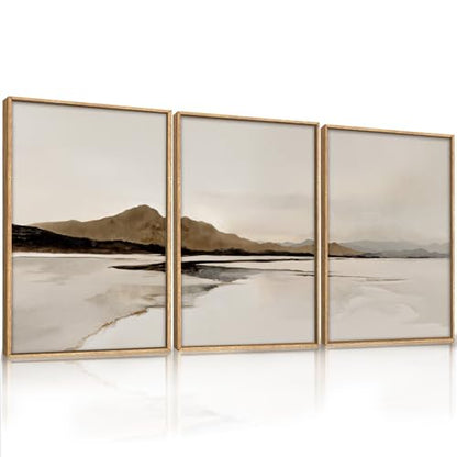 Netural Abstract Mountain Framed Canvas Wall Art Set -16"X24"X3 - color: Abstract Mountain Wall Art, size: 16"L x 24"W