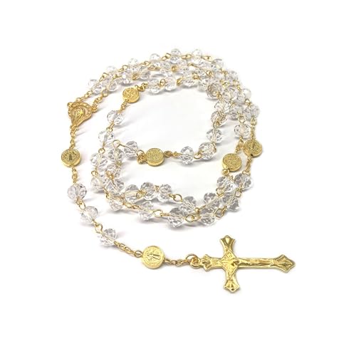 Rosary Beads for Women, Catholic Rosary Necklace, Exquisite Gifts Perfect for Prayer, Weddings, Baptisms - color: Gold