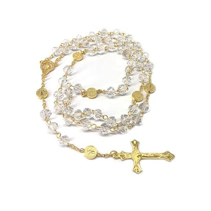 Rosary Beads for Women, Catholic Rosary Necklace, Exquisite Gifts Perfect for Prayer, Weddings, Baptisms - color: Gold