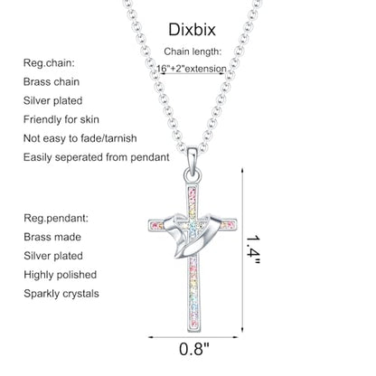 Baptism Cross Necklace for Women,First Communion Cross Necklaces Jewelry Gifts for Women - color: Girls Cross Heart