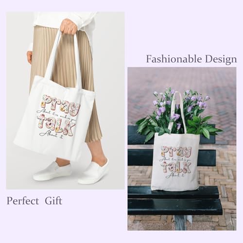 Chicimln Christian Goose Tote Bag, off to Praise the Lord Bible Verse Canvas Tote Bags - color: White 03