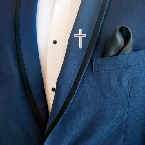 Needzo Cross Lapel Pin with Prayer Card, Religious Father’s Gift, 1 Inch Emblem for Catholic Men, 4 by 2 Inch Devotional