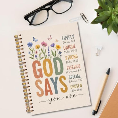 MKIJUHB Christian Spiral Notebook, God Says You Are Gifts for Women - color: whtie-notebook-christian 19