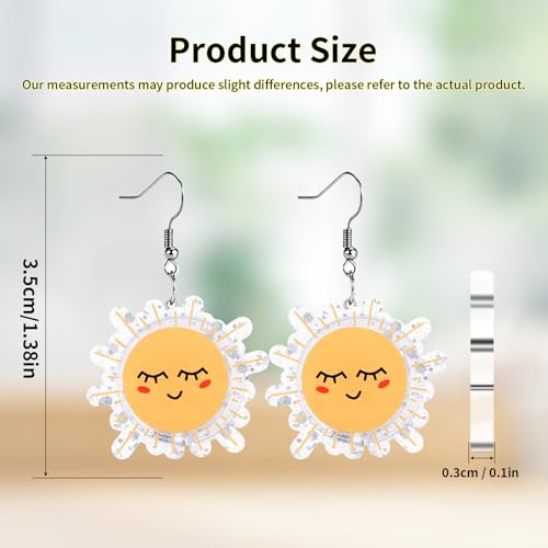 Christian Statement Earrings for Women, Acrylic Dangle Earrings, Lightweight Comfortable, Non Tarnish Hooks, Faith Jewelry, Religious Gift for Women - color: Funny Happy Sunshine