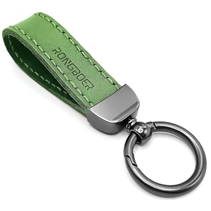 Double-Sided Cowhide Keychain for Car Keys, Vegetable-Tanned - color: Green