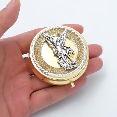 KOMI 6mm Glass Pearl Rosary Beads Catholic for Women with Metal Rosary Box Religious Gifts - style: St Michael-white