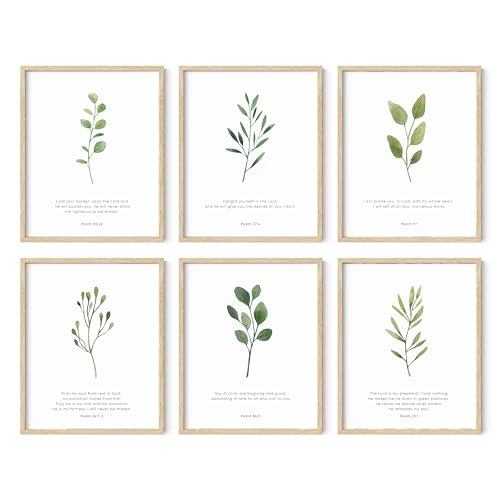 HAUS AND HUES Bible Verses Wall Decor – Set of 6 Christian Scripture Prints, Inspirational Bible Art, Bible Verse Wall Art, Religious Scripture Posters (Beige Frame, 8x10) - color: Beige Framed, size: 8"x10"