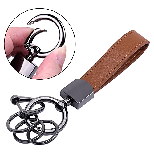 Wisdompro Genuine Leather Car Keychain, Universal Key Fob Keychain - color: Brown