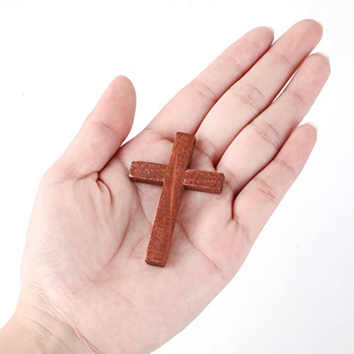 meekoo Natural Wooden Cross Bulk Pendants Mini Cross Beads Bulk for DIY Crafts Jewelry Making - color: Red Coffee, size: 1.57 x 2.36 x 0.2 Inch