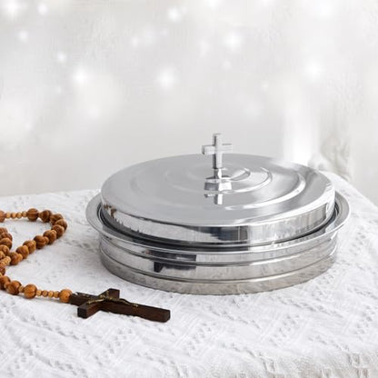 Zhehao 1 Set Holy Communion Trays for Churches with Lid, Churches Cup Fillers, 100 Disposable Communion Cups (Silver) - color: Silver