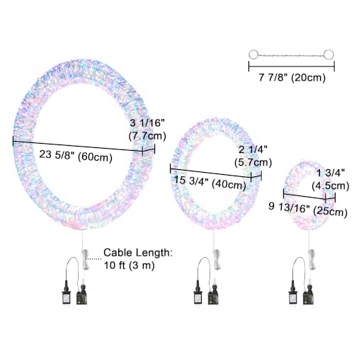 Yescom Pre-Lit Christmas Wreath Set 3pc 1700 LED Lighted Holiday Halo Decor - size: 24"+20"+16" Wreath ONLY(3Pack-in-1)