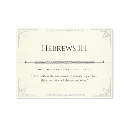 Loved Creations Morse Code Bracelets for Women, Christian Bible Verse Bracelets, Scripture S925 Sterling Silver Inspirational Faith Jewelry, Religious Gifts for Women - color: Hebrews 11:1