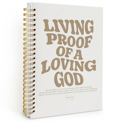 Bible Notebook, Christian Journal, Bible Study Notebook, Living Proof of a Loving God, Church Hardcover Spiral Notebook 5.5x8.3 - color: Living proof of a loving god