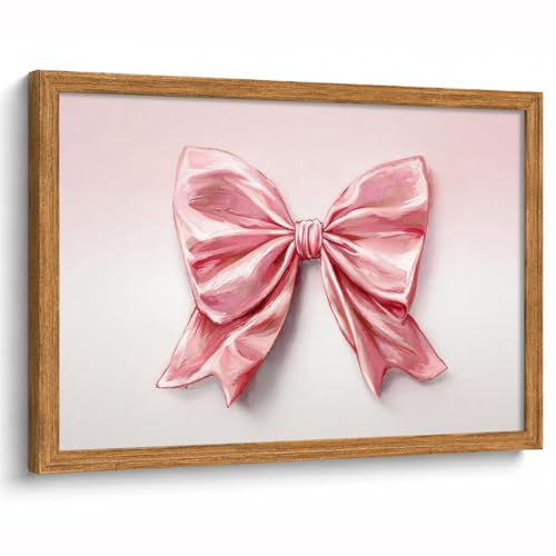 Pink Wall Art, Framed Bow Wall Decor, Girls Room Decor Posters 16x24 In - color: Pink Wall Art, size: 24"L x 16"W