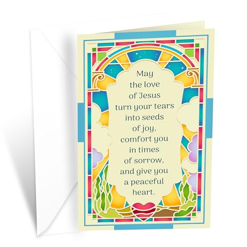 Prime Greetings Sympathy Card Religious With Envelope, Made in America, Thick Card Stock with Premium Envelope Packaged in a Reusable Presentation Mailer, Eco-Friendly, 5in x 7.75in