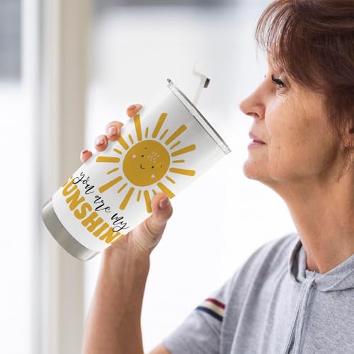 You Are My Sunshine 20oz Travel Coffee Mug Tumbler, Kids Teen Gifts Tumbler, You Are My Sunshine Inspirational Gifts for Women Men, Cute Sun Water Stainless Steel Tumbler with Lid and Straw - color: mysunshine