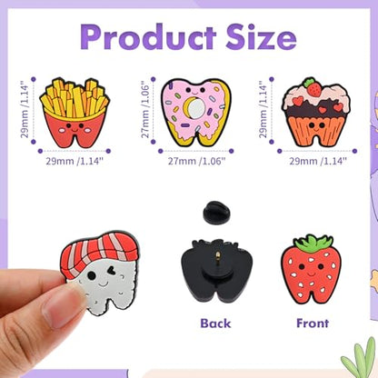 Cute Pins Bulk, Funny Lapel Badge Pins Rubber Brooch Pins for Backpacks, Hats, Bags - style: Food-30PCS