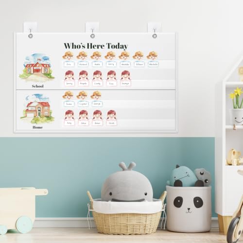 Attendance Pocket Chart for Classroom, Durable Classroom Management Pocket Chart 36 People Cards Included, Helping Hands Pocket Chart for Preschool Sunday School Kindergarten Daycare (White） - color: White-1