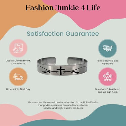 FashionJunkie4Life 925 Sterlin Silver and Stainless Steel Open Cuff Bracelet - color: Thick Cross