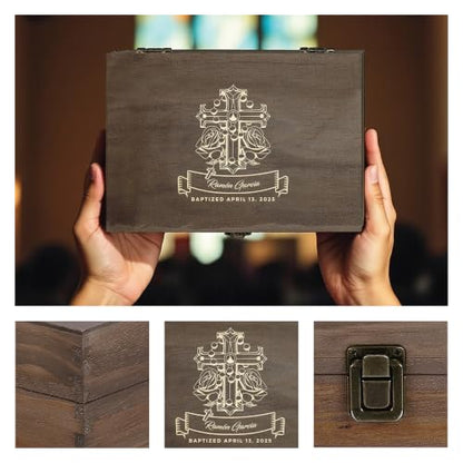 Baptism Gift for Boys & Girls, Personalized Wooden Memory Box - style: 2. Baptism Designs