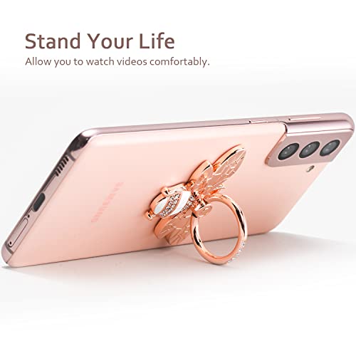 Cell Phone Ring Holder Finger Stand - Allengel Finger Ring Stand Grip 360 Degree Rotation (Gold Diamond) - color: rosegold white clear
