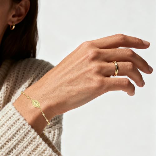Gnamy Happy 13th 15th 16th 21th 30th 40th 50th Birthday Bracelet Gifts for Women Girls, 14k Gold Plated Virgin Mary Cross Bracelet Catholic Religious Friendship Jewelry for Her - style: 30th Birthday