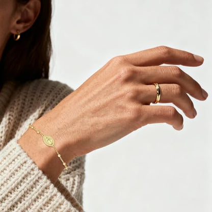 Gnamy Happy 13th 15th 16th 21th 30th 40th 50th Birthday Bracelet Gifts for Women Girls, 14k Gold Plated Virgin Mary Cross Bracelet Catholic Religious Friendship Jewelry for Her - style: To My Friend