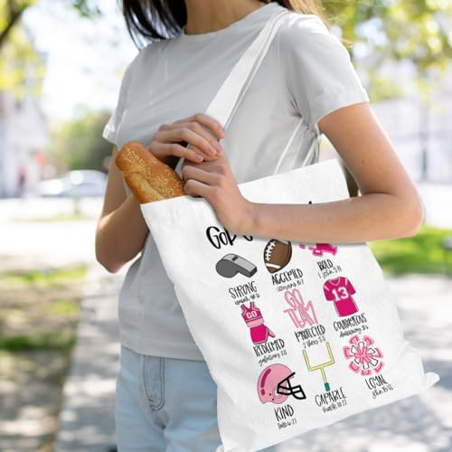 VICBOU Bible Verse Canvas Tote Bag, Inspirational Religious Christian Gifts for Women Men Canvas Tote Reusable Grocery Bags - color: Godsays05