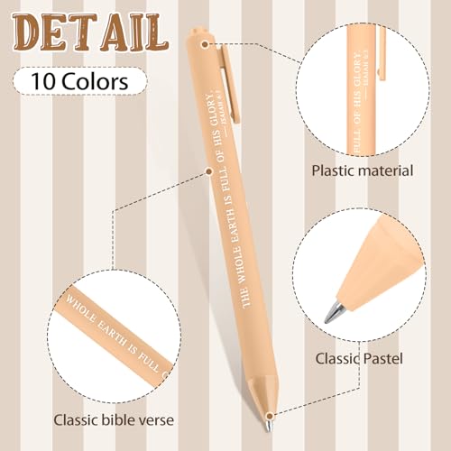 Cholemy 50 Pcs Bible Verse Pens Bulk Christian Pens Black Ink - color: Morandi